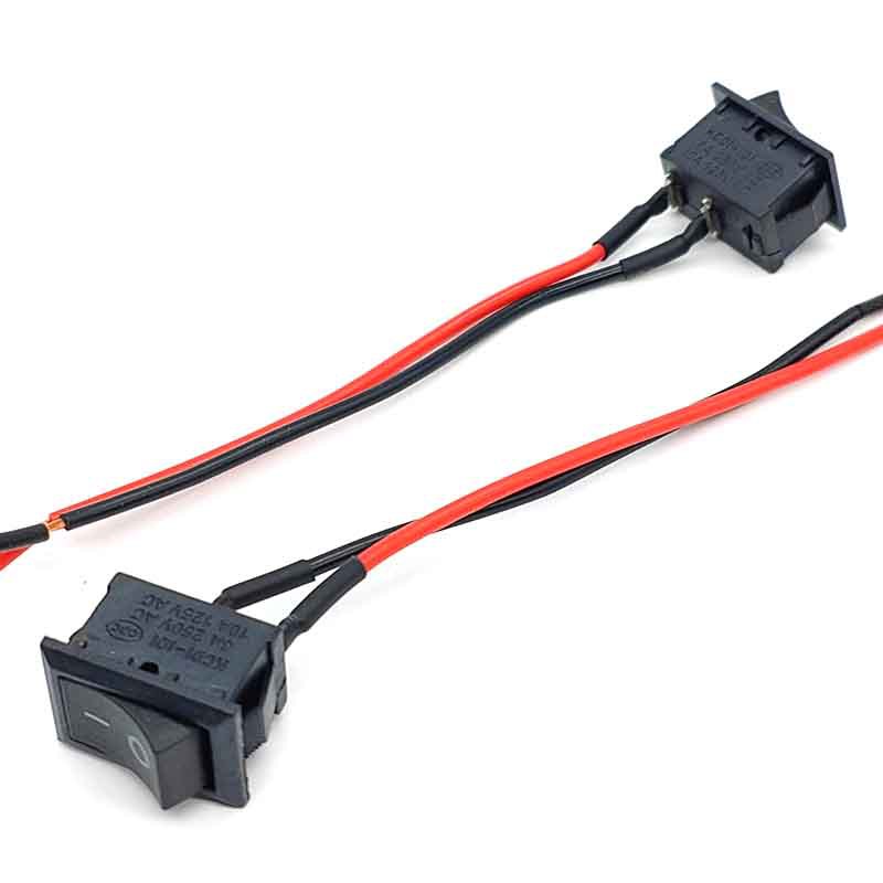 21 * 15 mm zweipoliger Netzschalter mit gelötetem Draht