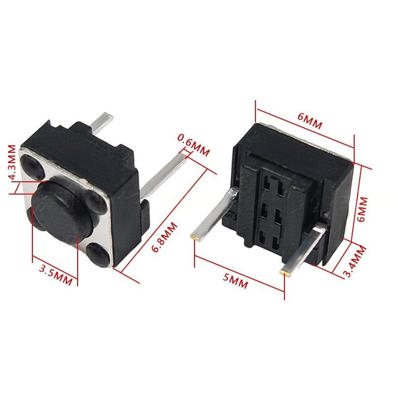 Zweipoliger 6*6*4,3/5/7/9 mikrotaktiler vertikaler Drucktastenschalter